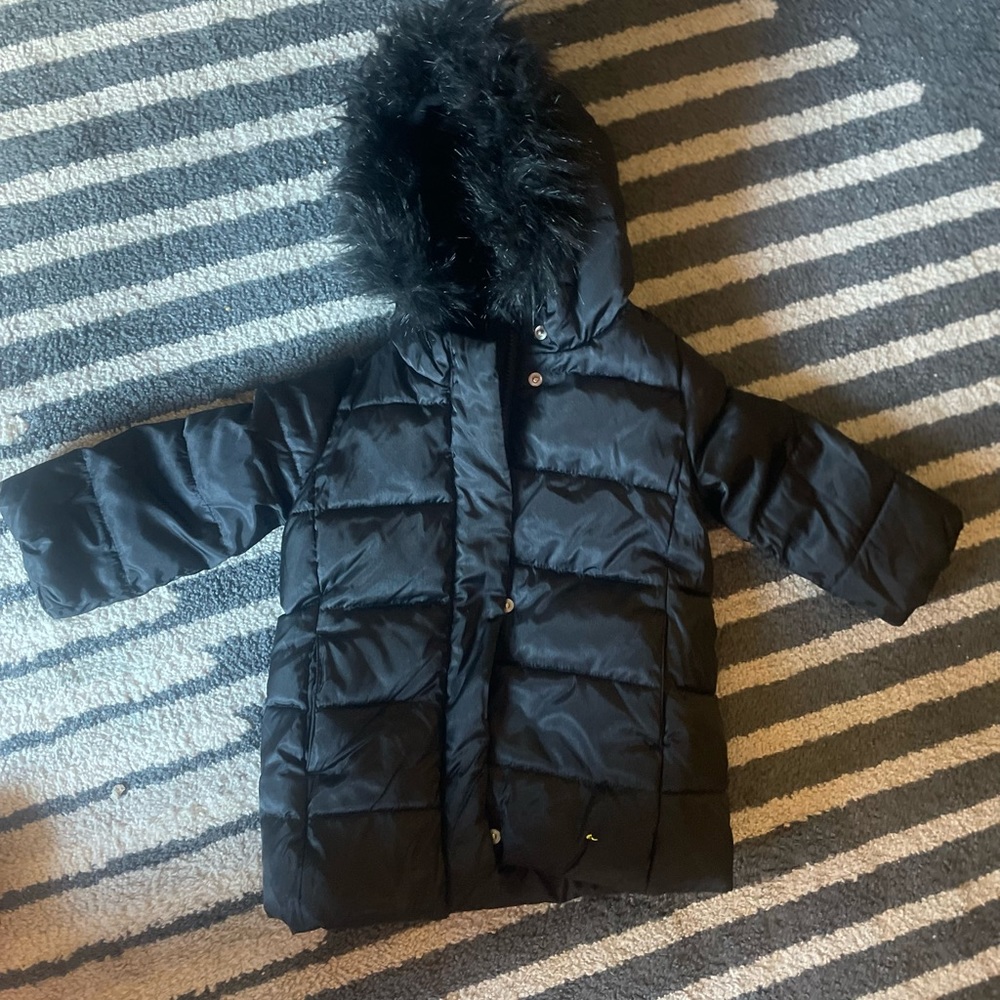 Black like new puffer, cold control little girl jacket.
